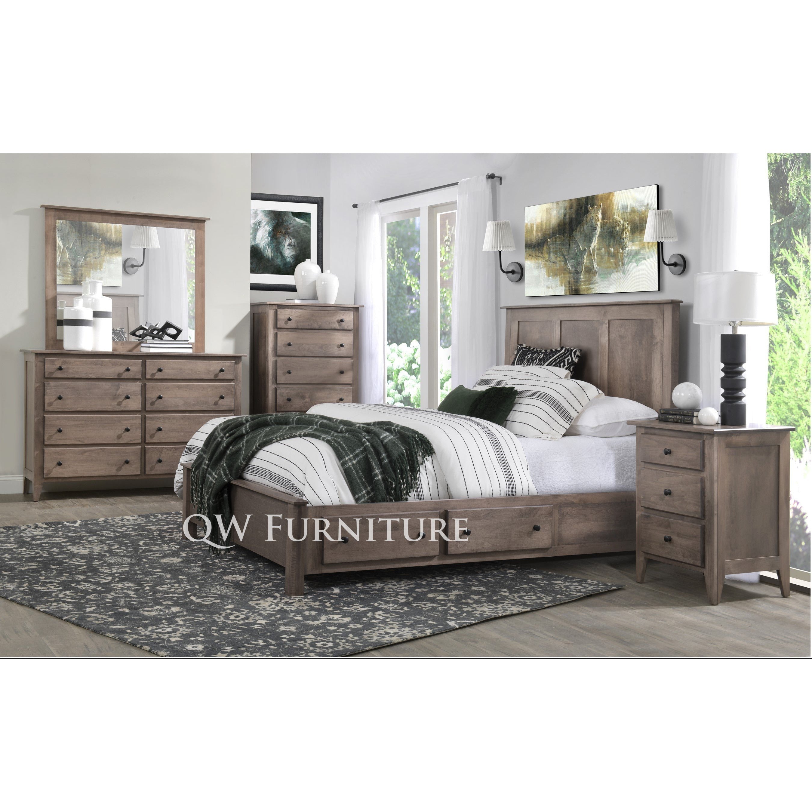 QW Amish Dallas 5pc Set w/ Storage Bed - Thumbnail 4