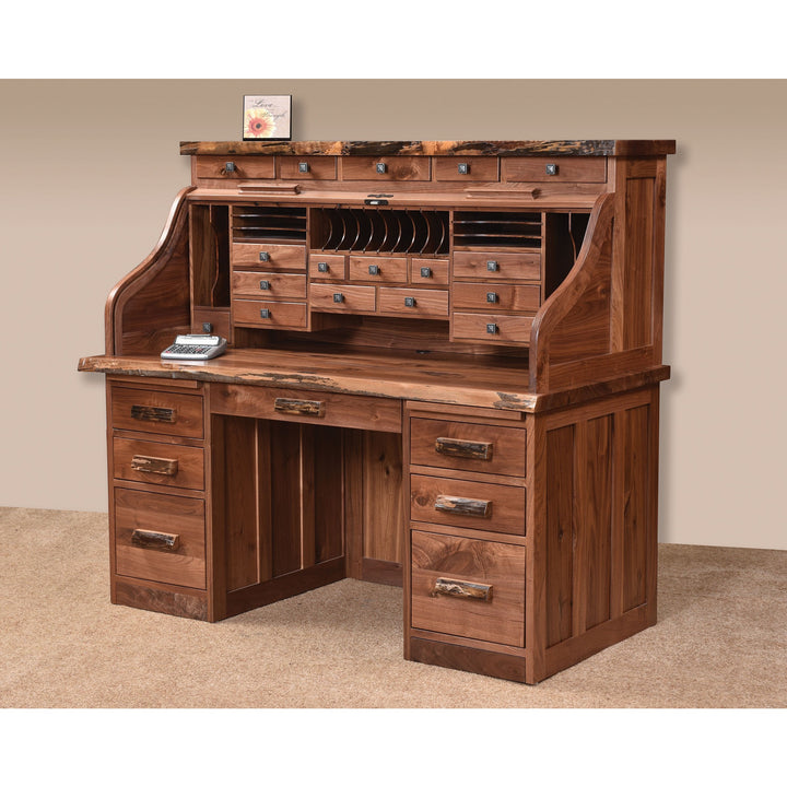QW Amish Deluxe Live Edge 62" Roll-Top Desk