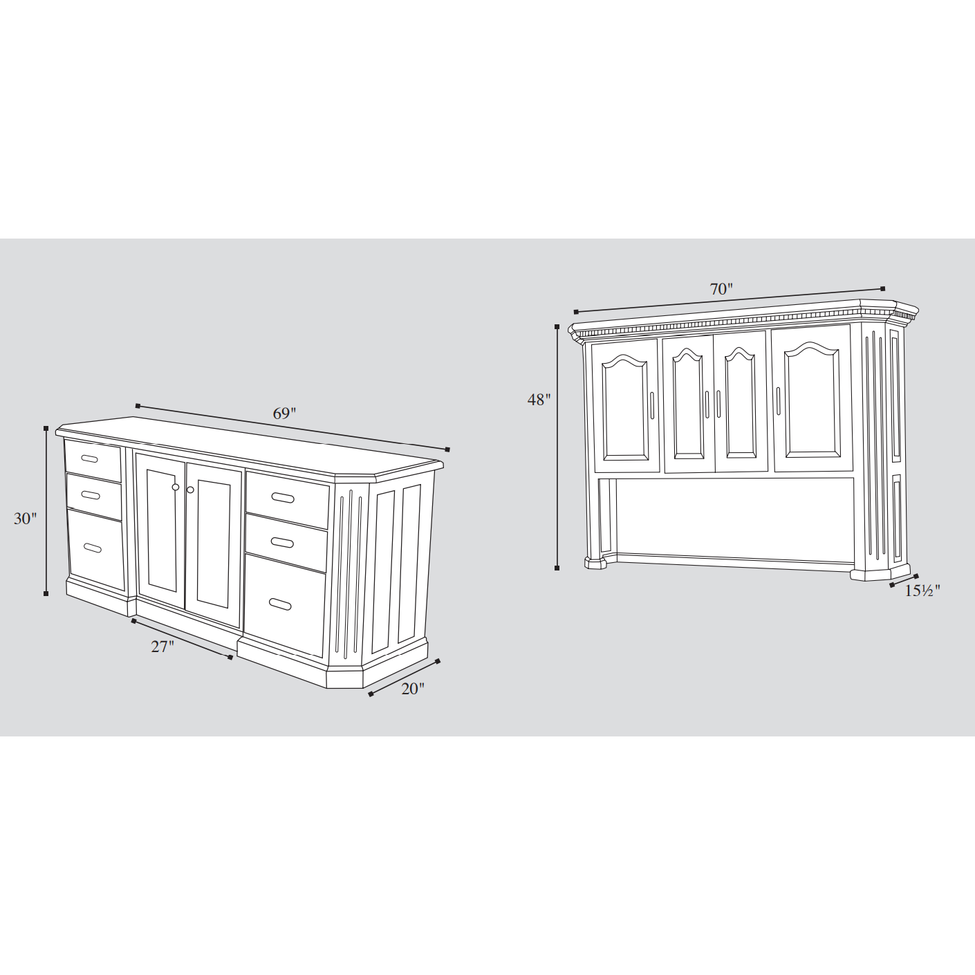 QW Amish Fifth Avenue Credenza with Hutch - Thumbnail 5