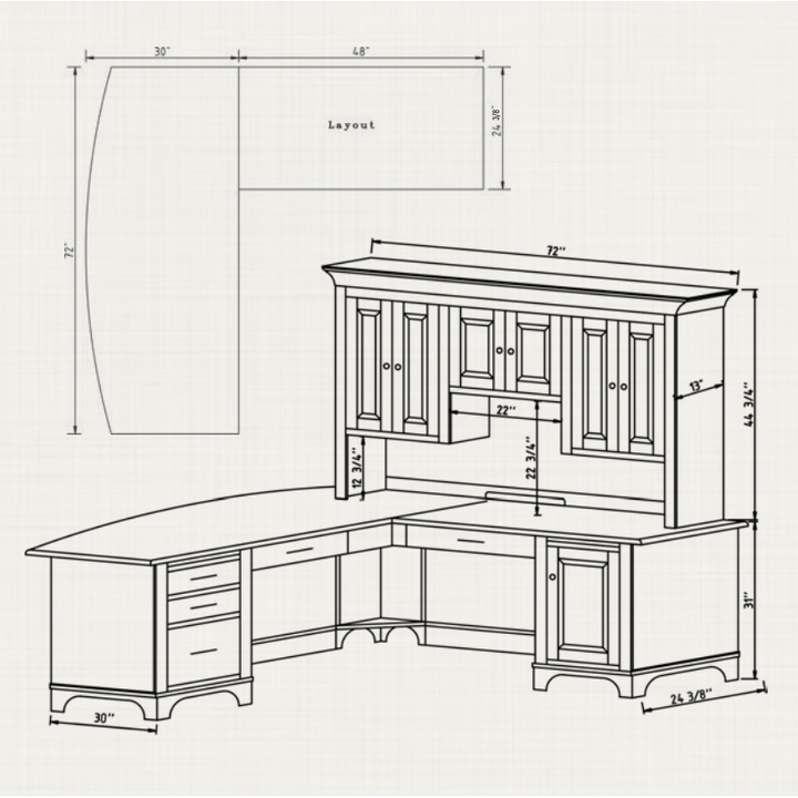 QW Amish Finley L-Corner Desk with Optional Hutch