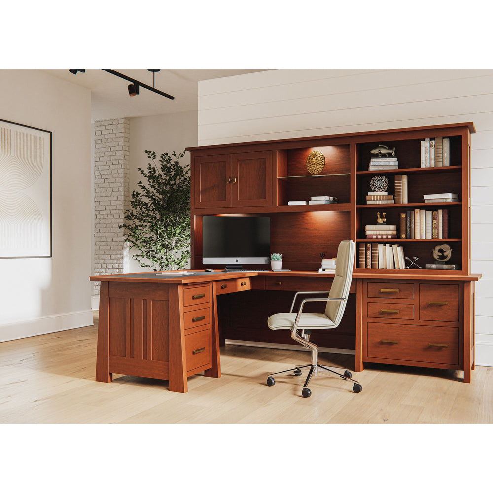 QW Amish Freemont Mission 72"x108" L-Shape Desk with Optional Hutch