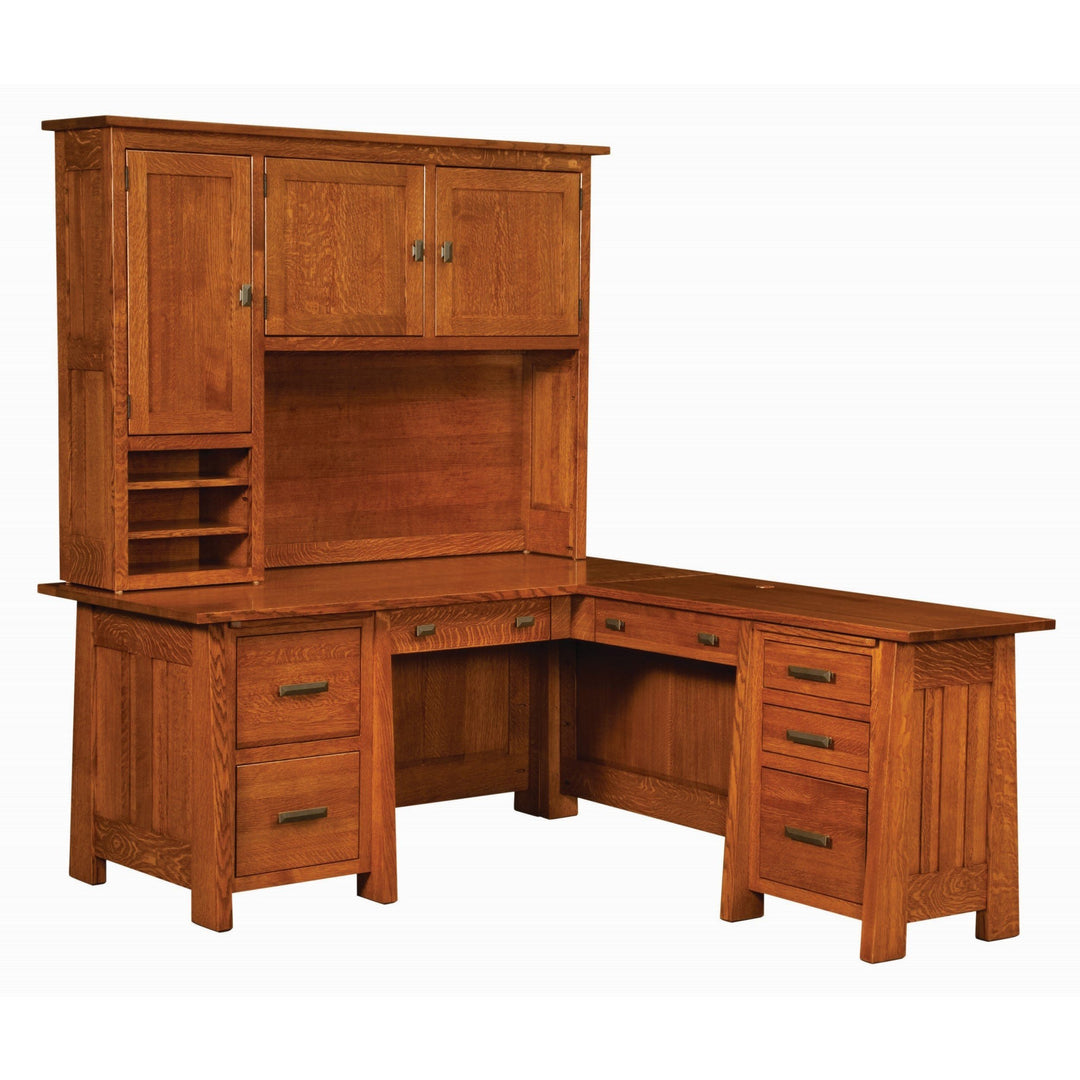 QW Amish Freemont Mission L-Shape Desk with Optional Hutch