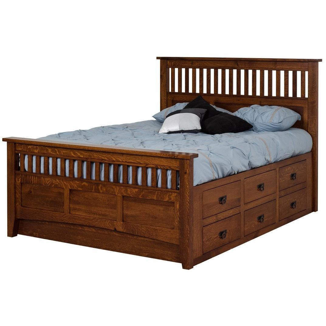 Clearance Lodge Sleigh 6 Drawer Queen Storage Bed – Quality Woods