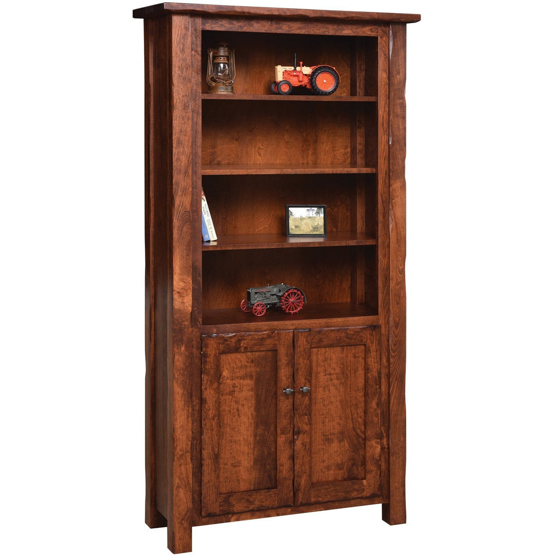 QW Amish Hewn Bookcase with Doors
