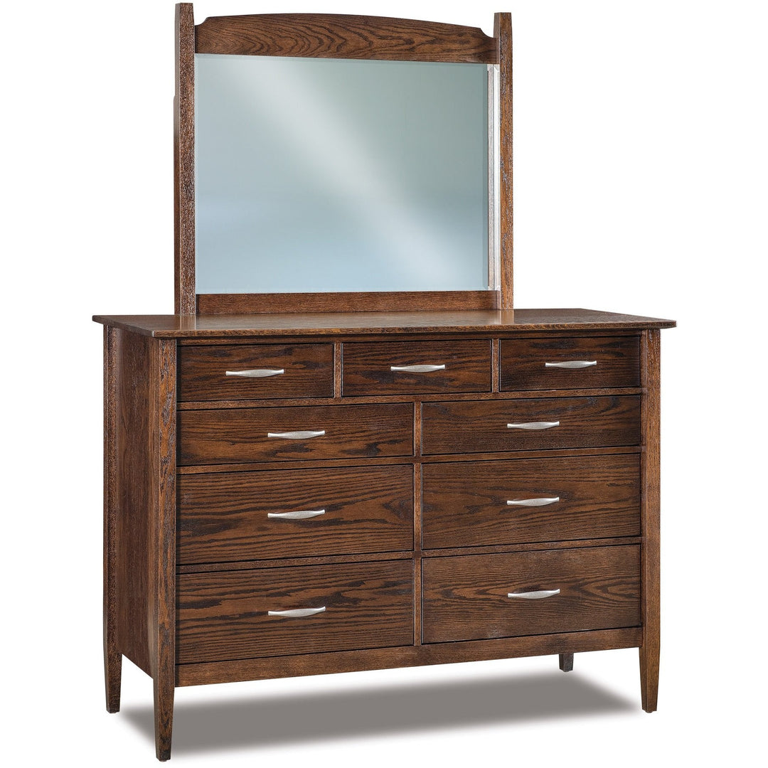 QW Amish Imperial 9 Drawer Dresser with Beveled Mirror
