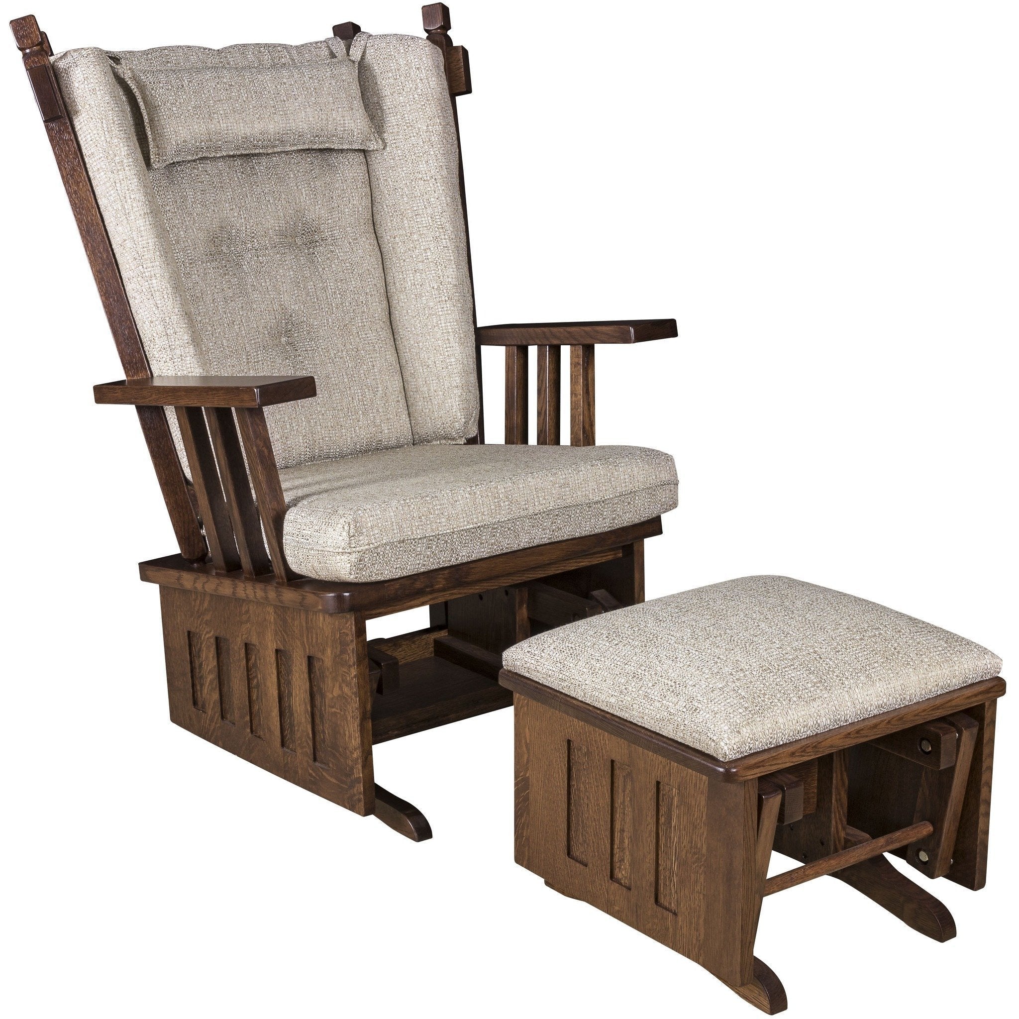 QW Amish J. Mission Glider with Ottoman Quality Woods Furniture