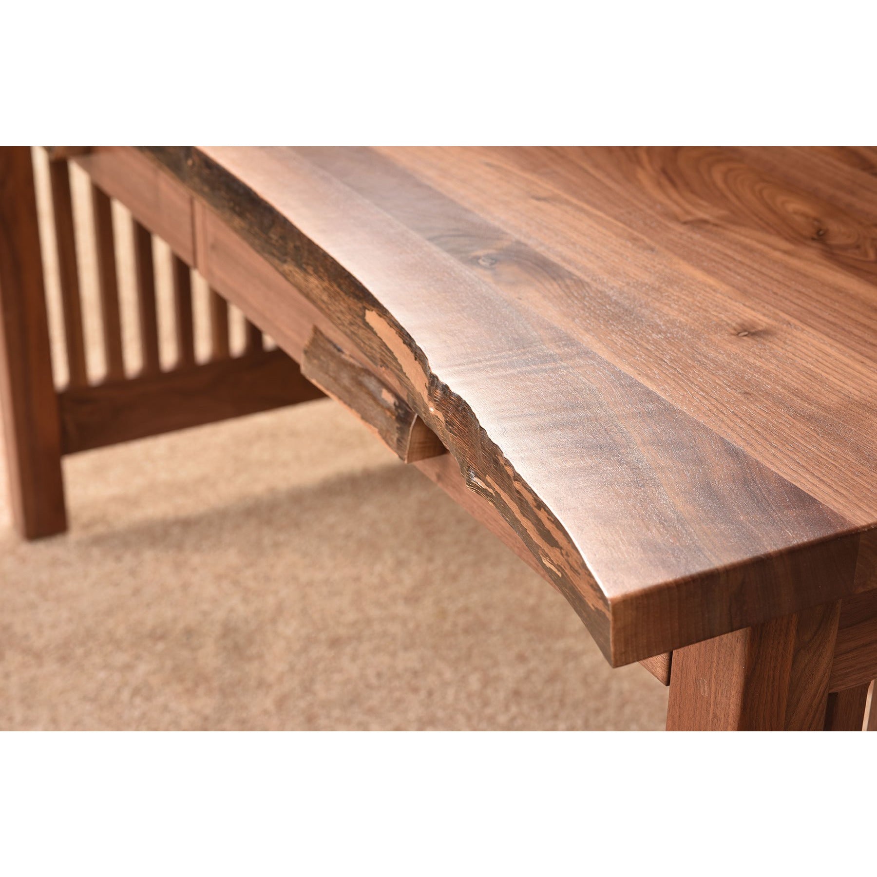 QW Amish JD Mission Live Edge Writing Desk - Thumbnail 3