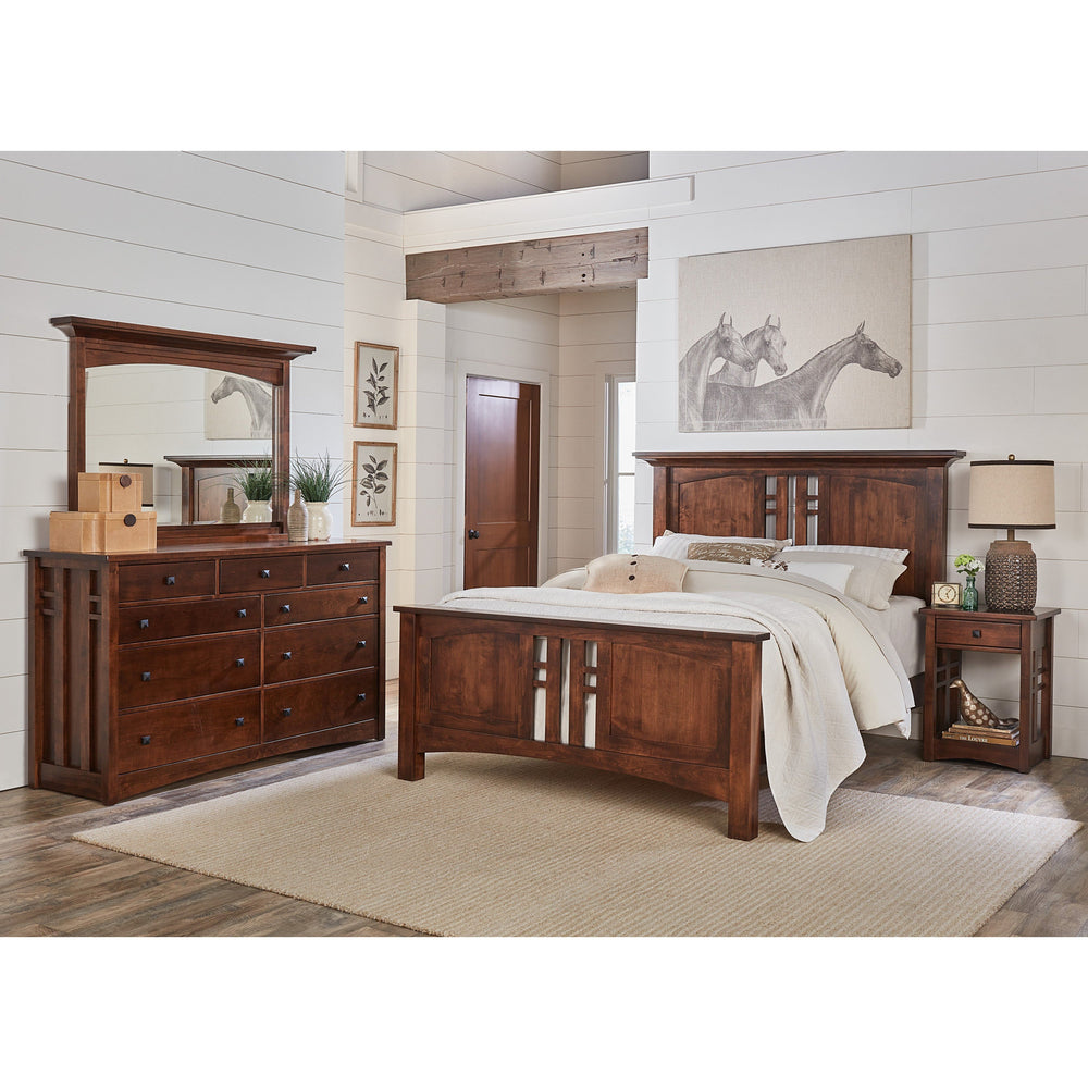 QW Amish Kascade 9 Drawer Dresser with Optional Beveled Arched Crown Mirror