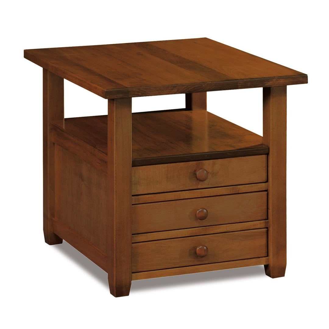 QW Amish Kenwood 3 Drawer End Table