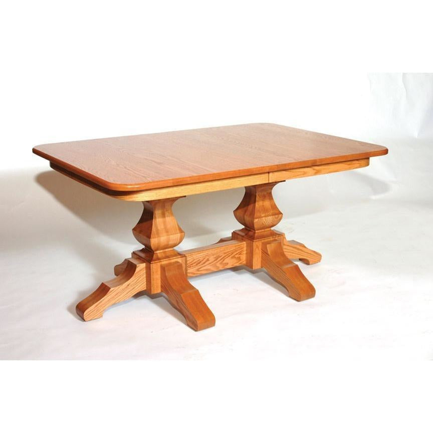 QW Amish Kingston Double Pedestal Table WBFE-KINGSTONDBL4866W2SS