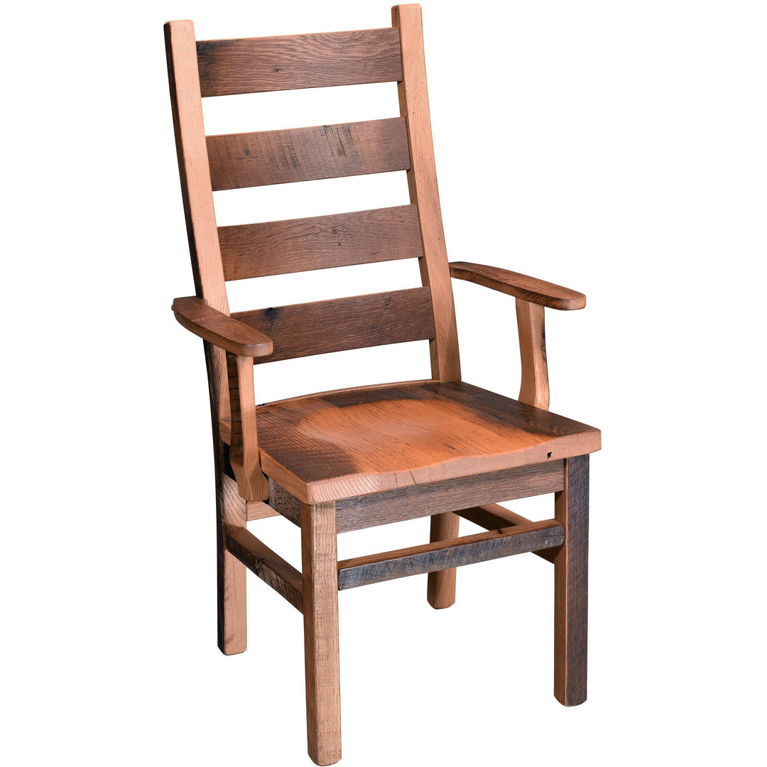 QW Amish Ladderback Reclaimed Barnwood Arm Chair BPXW-235-LAC