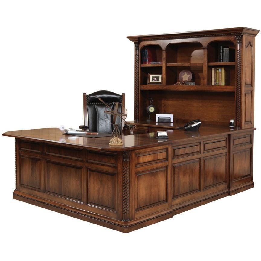 QW Amish Lexington Office U-Shape Desk & Hutch