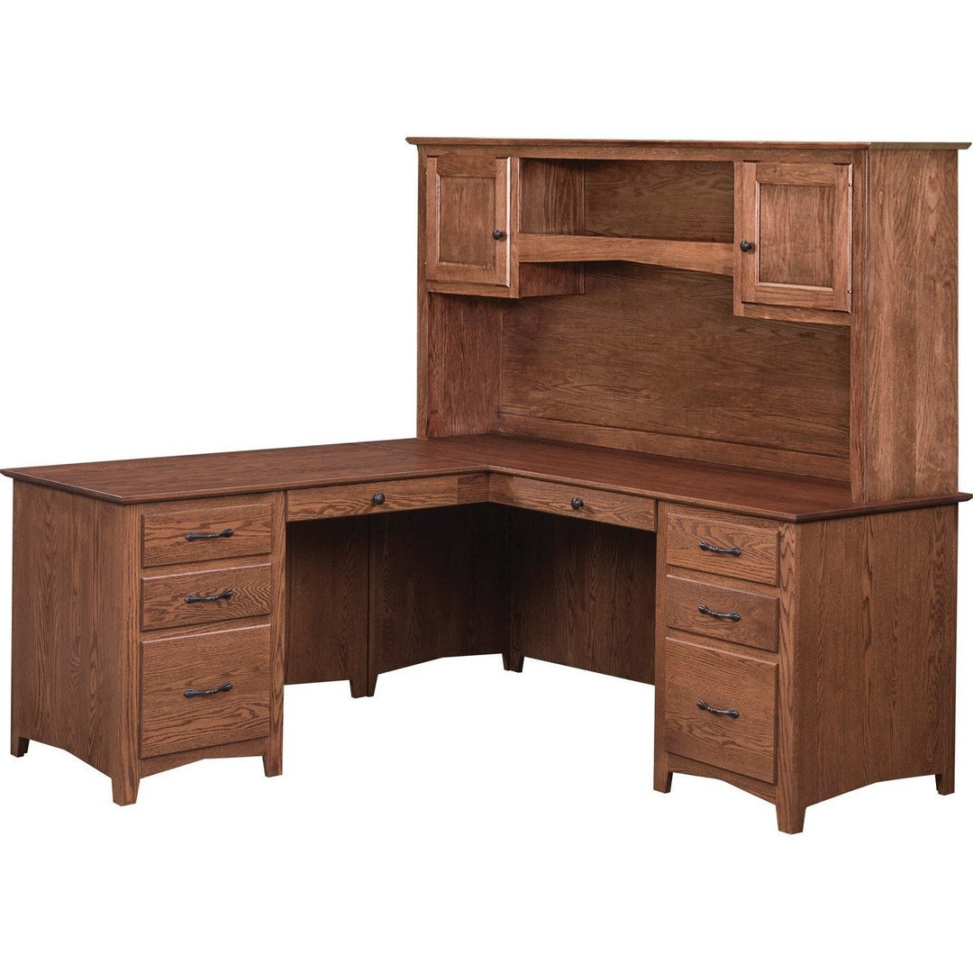 QW Amish Linwood L Corner Desk with Optional Hutch