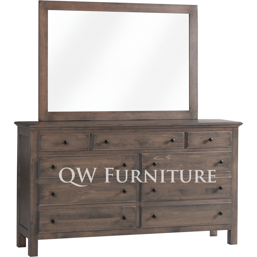 QW Amish Lodge 9 Drawer Dresser with Optional Mirror
