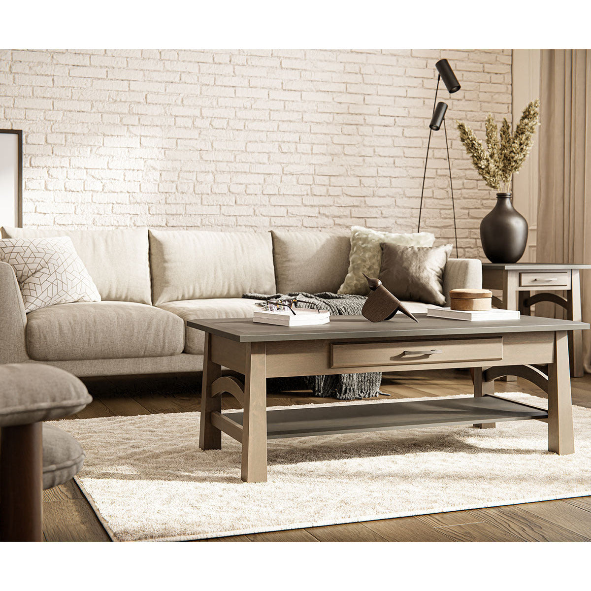 QW Amish Madison Bow Sofa Table with Drawer - Thumbnail 4