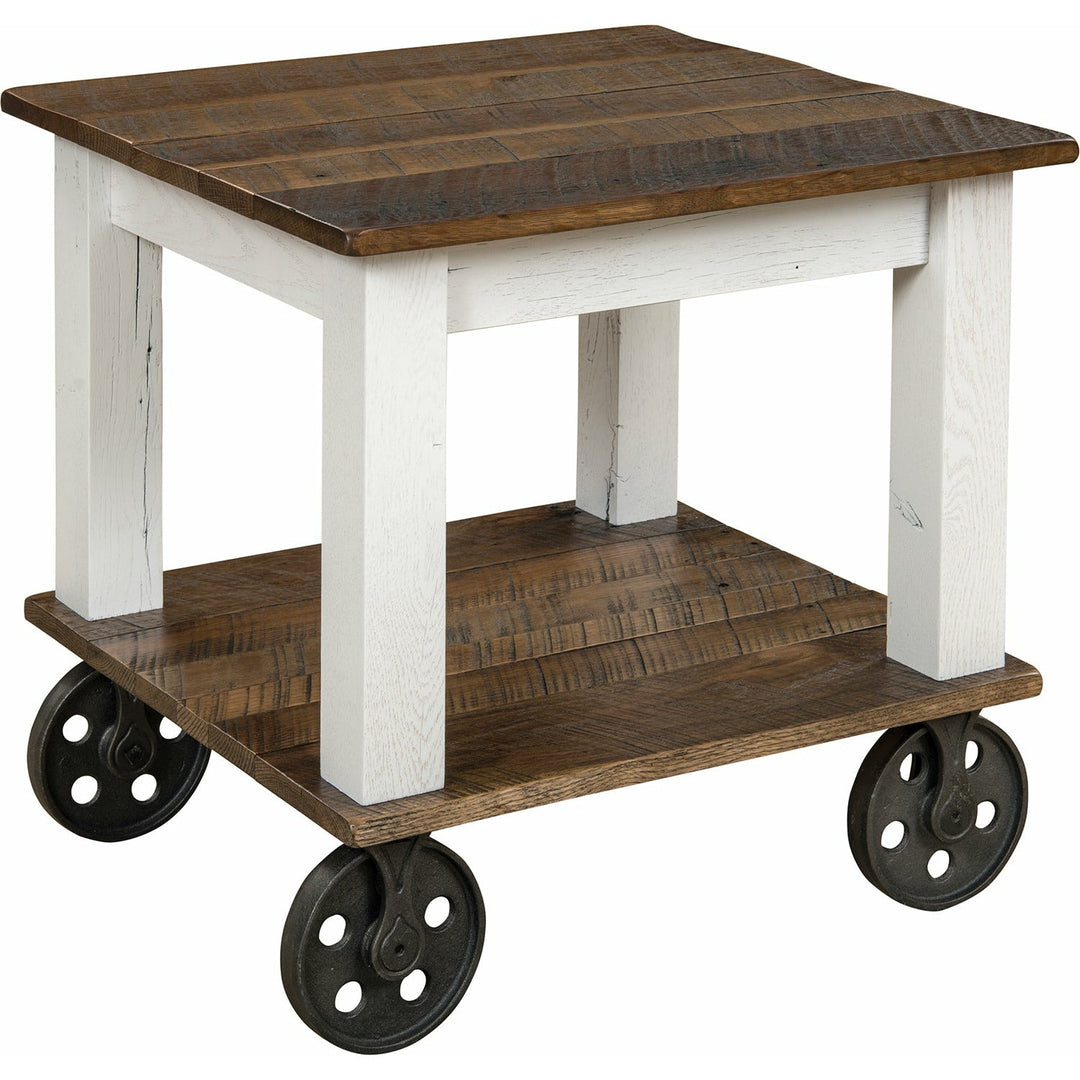 QW Amish Mill Cart End Table with Wheels SLKS-MT2224