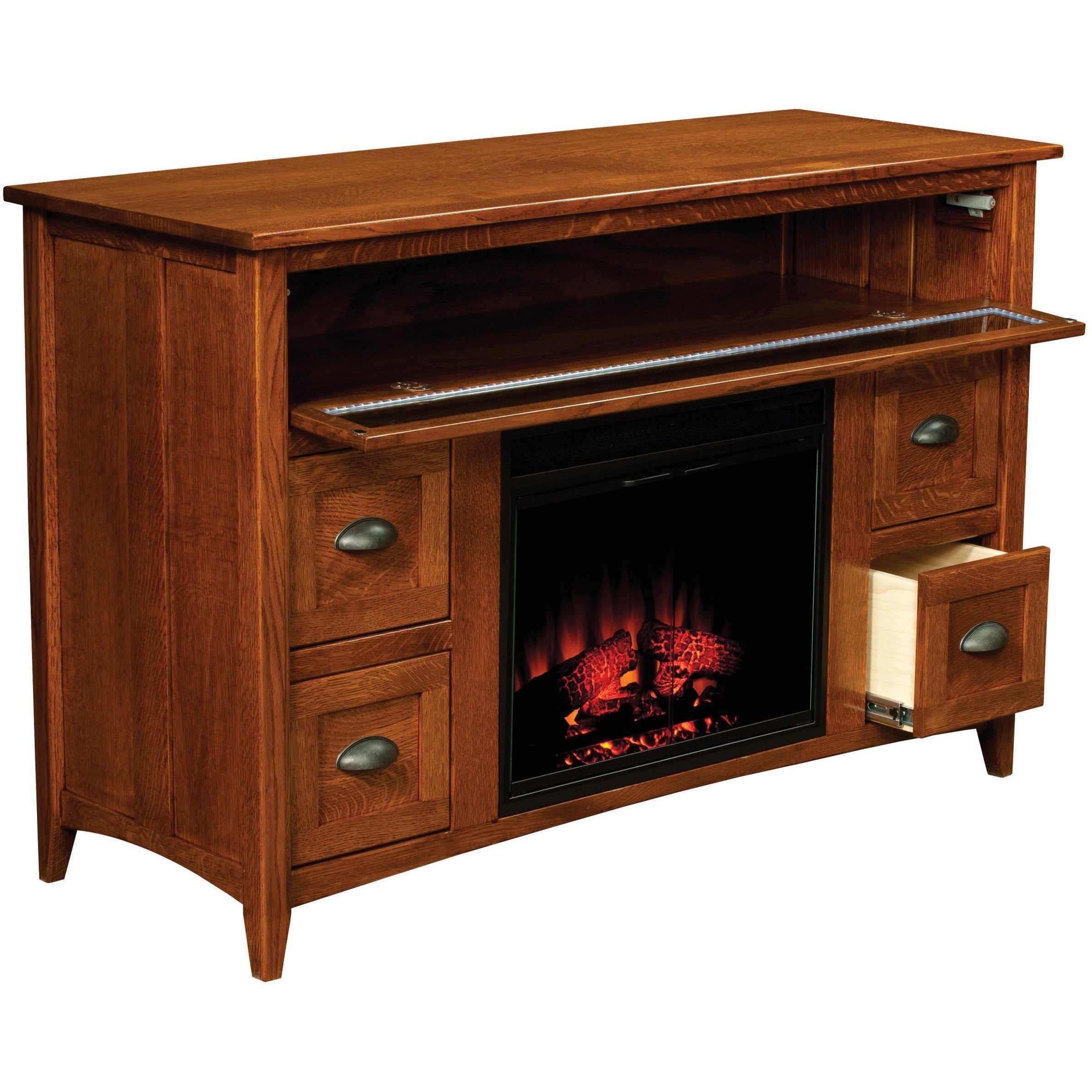 QW Amish Conrad Fireplace Media Console