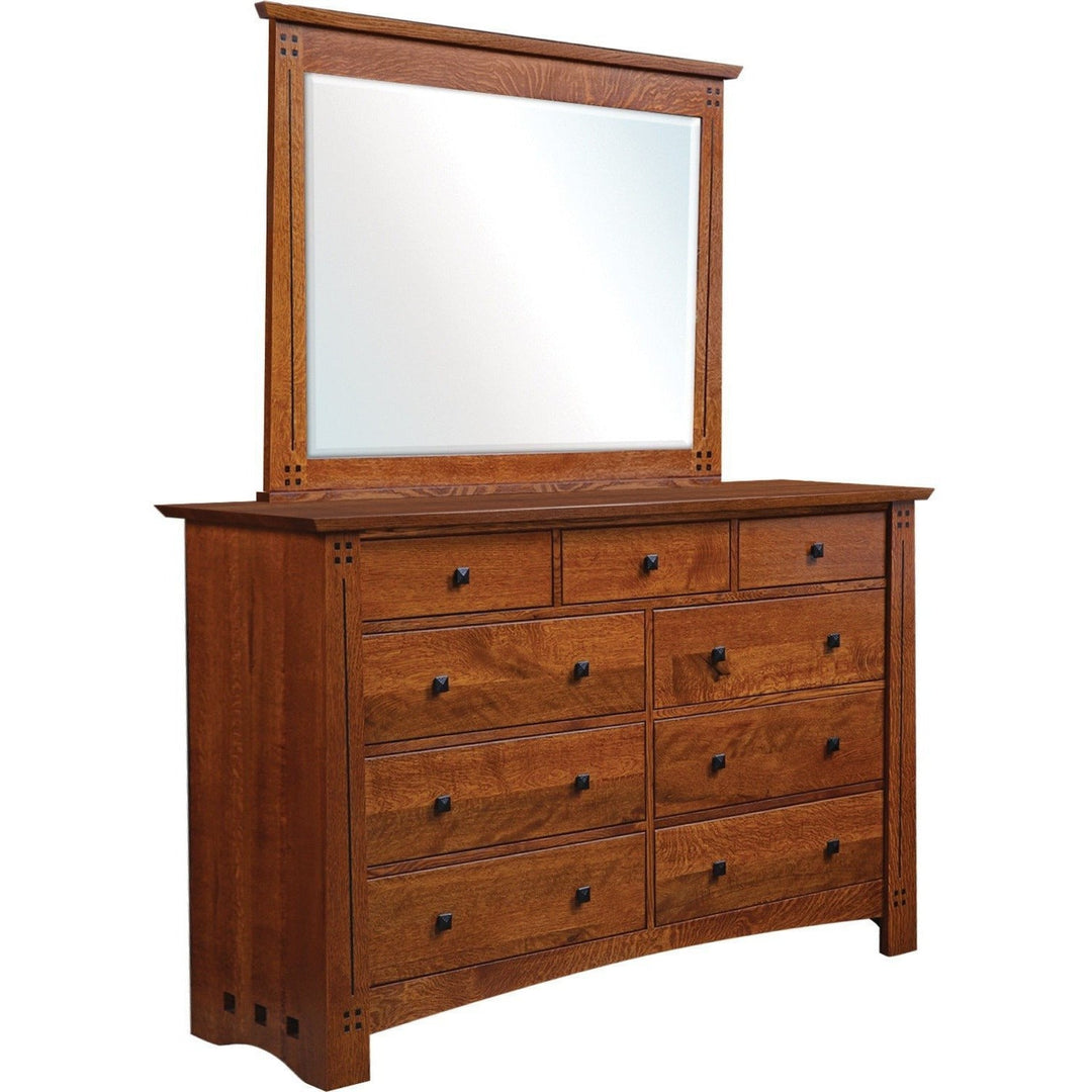 QW Amish Olde Town Mission 9 Drawer Dresser with Mirror HUYF-15101525
