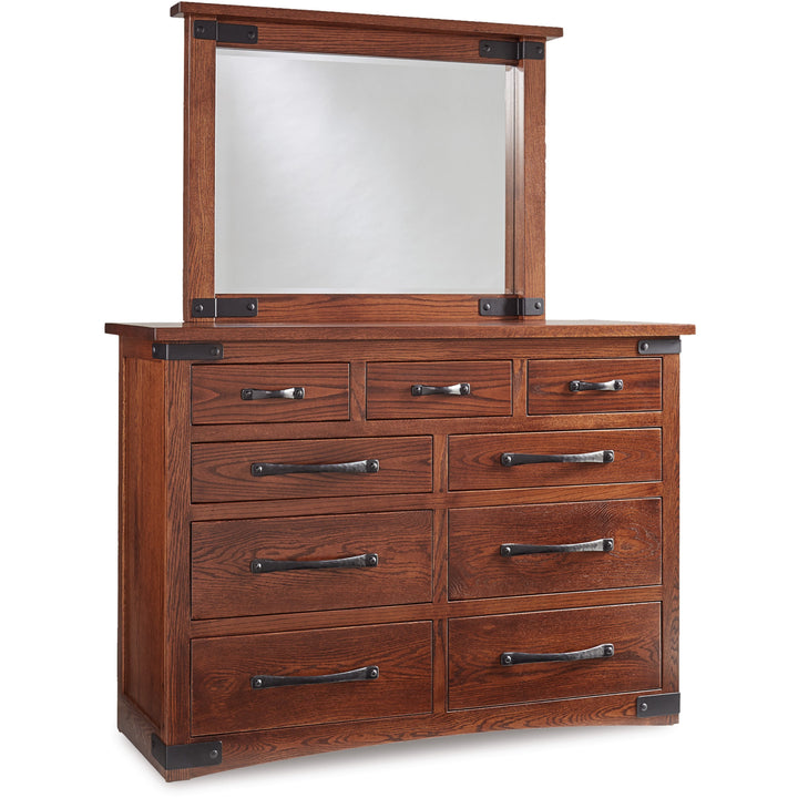 QW Amish Orewood 9 Drawer Dresser and Mirror