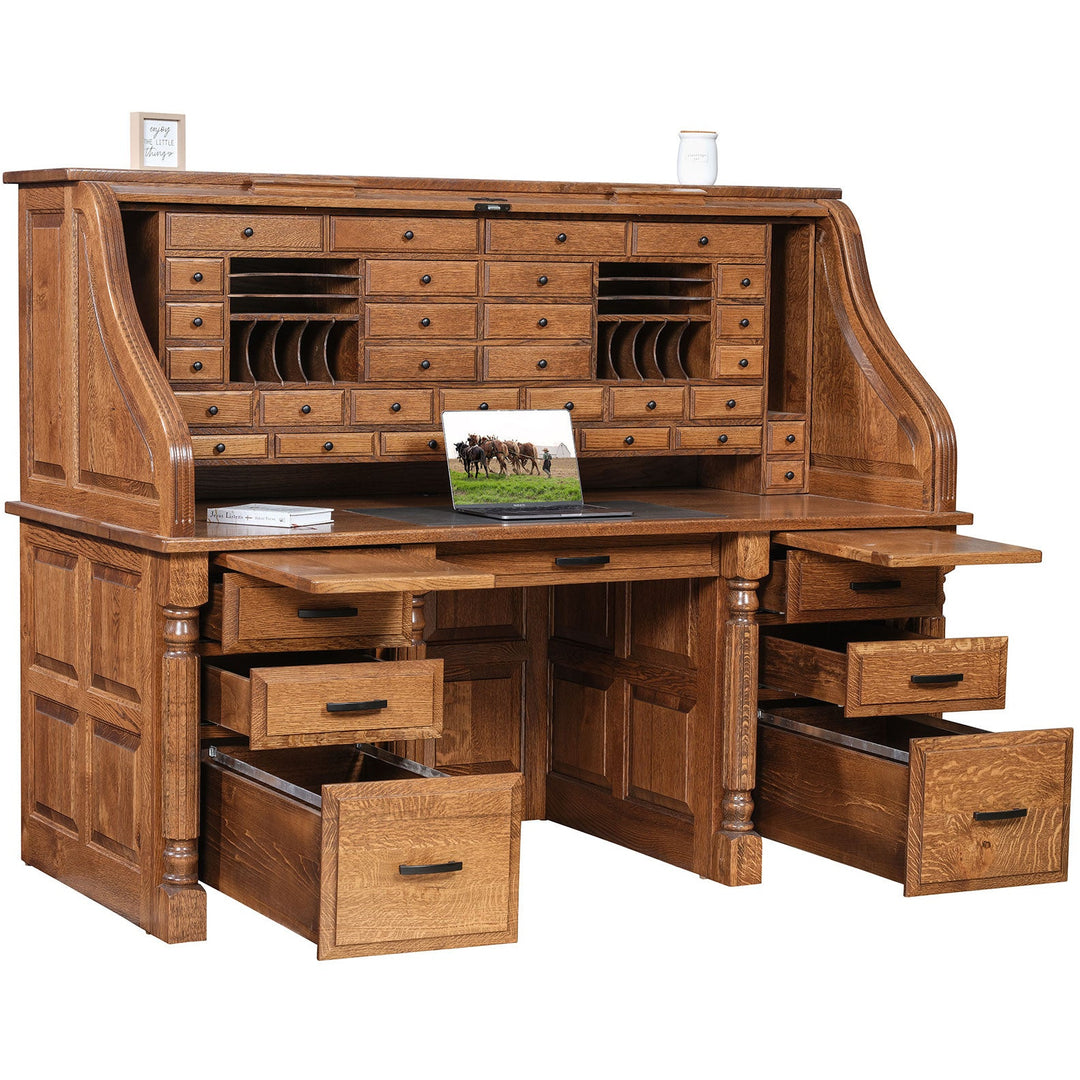 QW Amish President's 72" Roll-Top Desk