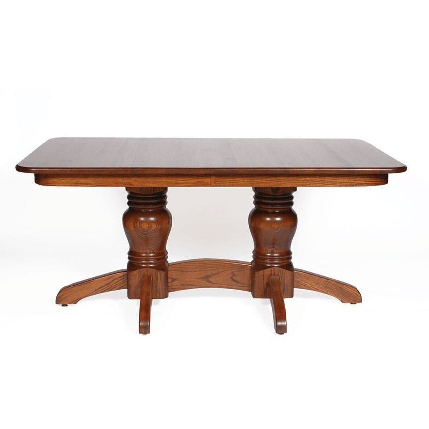 QW Amish Round Mission Double Pedestal Table WBFE-ROUNDMISSIONDBL4266W2SS