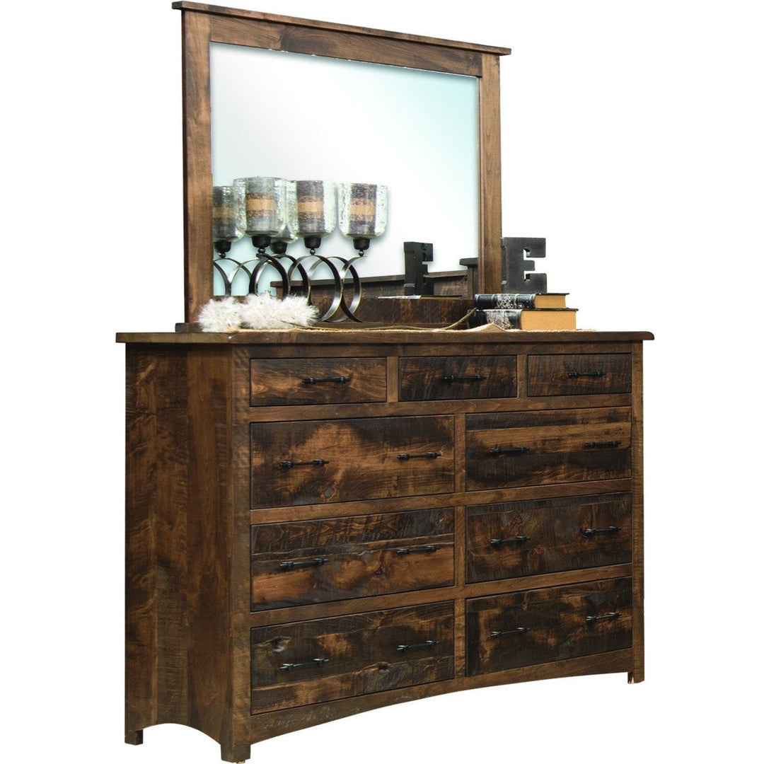 QW Amish Rustic Barn Dresser & Mirror