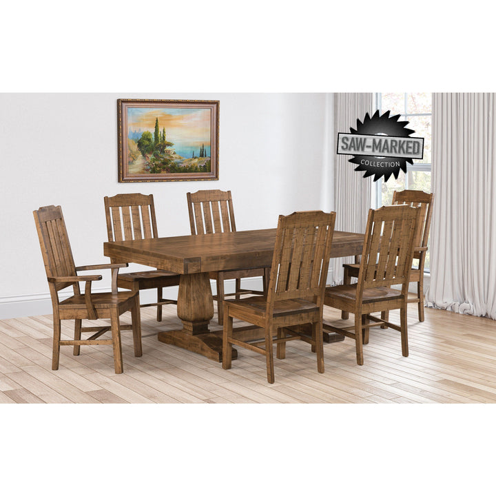 QW Amish 'Saw-Marked' Omaha 7pc Dining Set