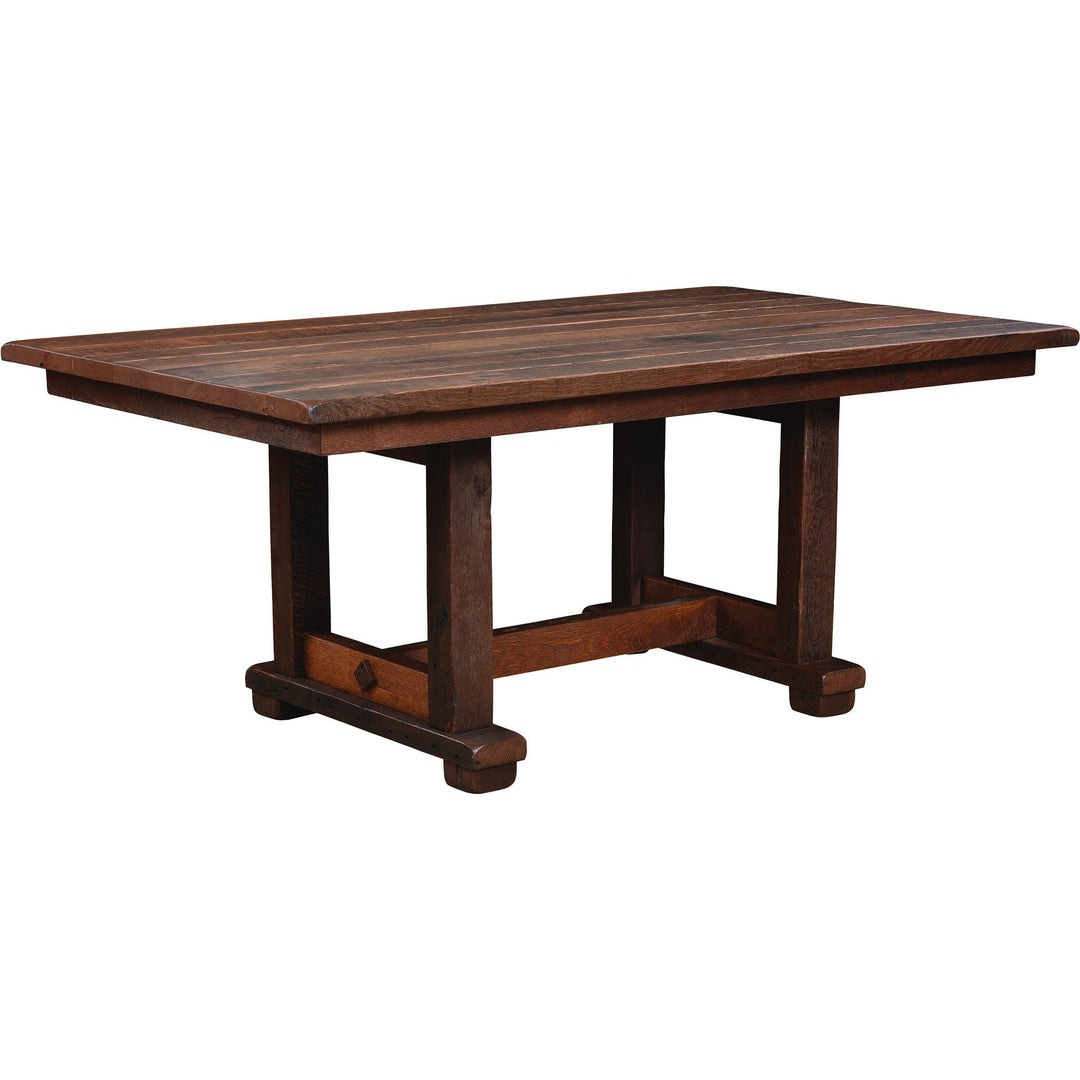 QW Amish Settler's Reclaimed Barnwood Trestle Table