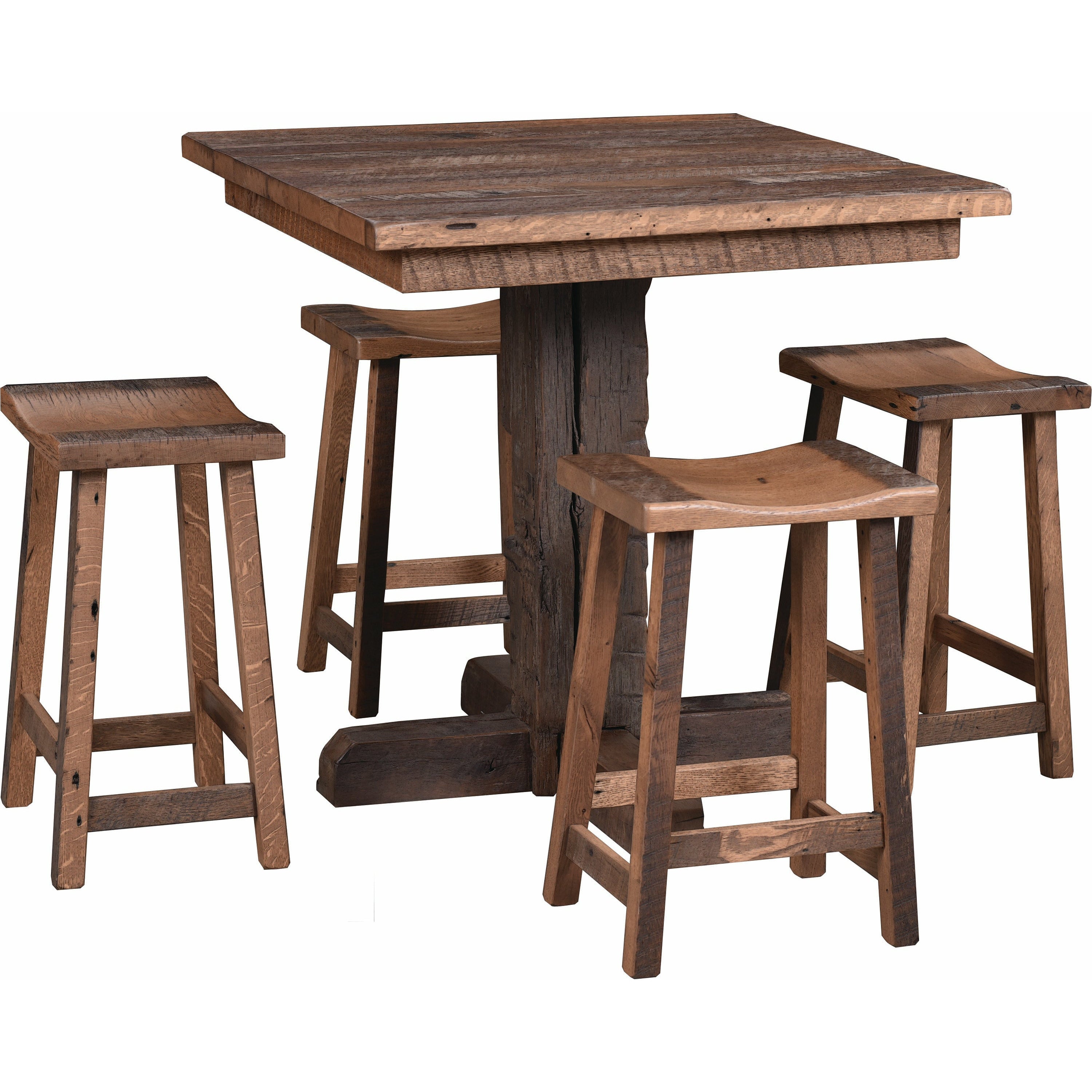 QW Amish Silverton Reclaimed Barnwood Saddle Stool Quality Woods