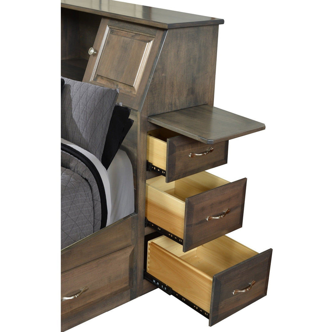 QW Amish Sleigh Bookcase Storage Bed NPOE-#37-12