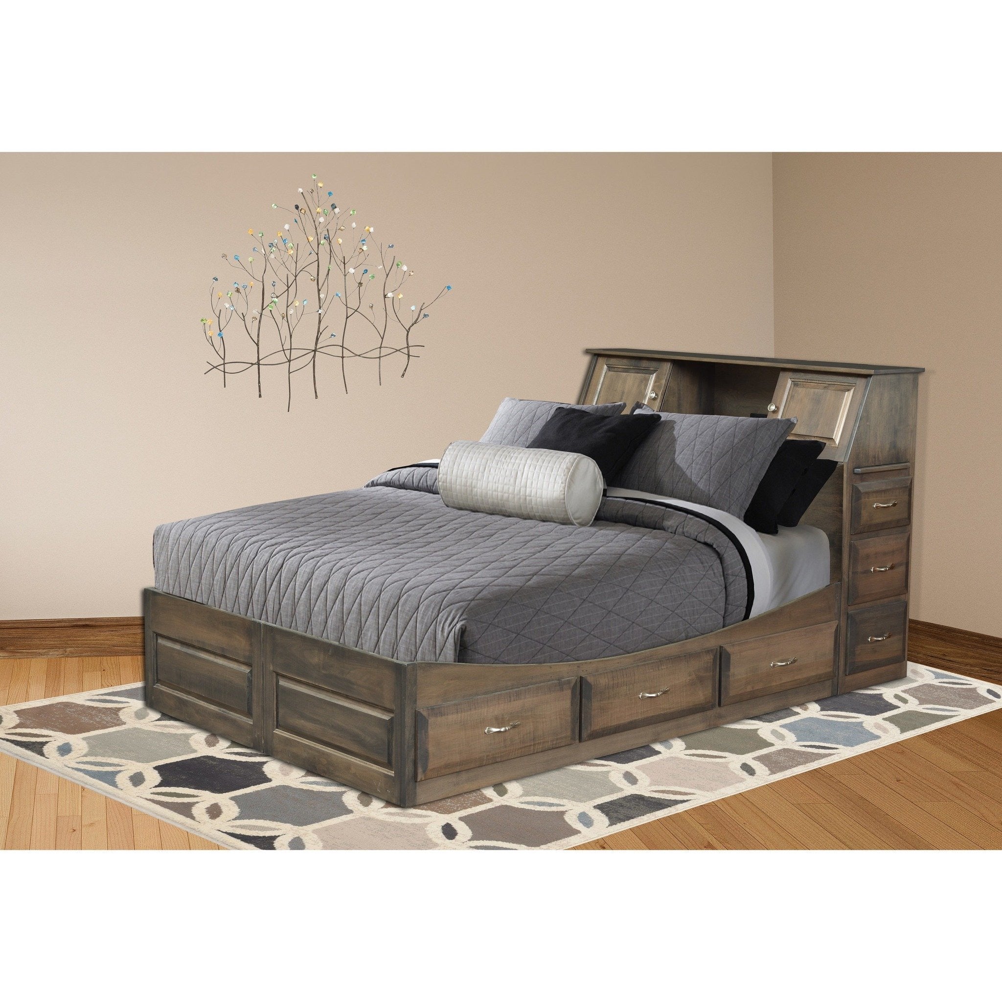 QW Amish Sleigh Bookcase Storage Bed - Thumbnail 3