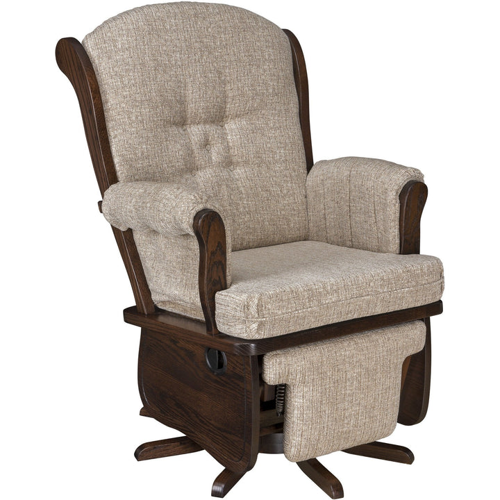 QW Amish Swanback Swivel Glider with Flip-out Footrest DLOE-171-FLIP