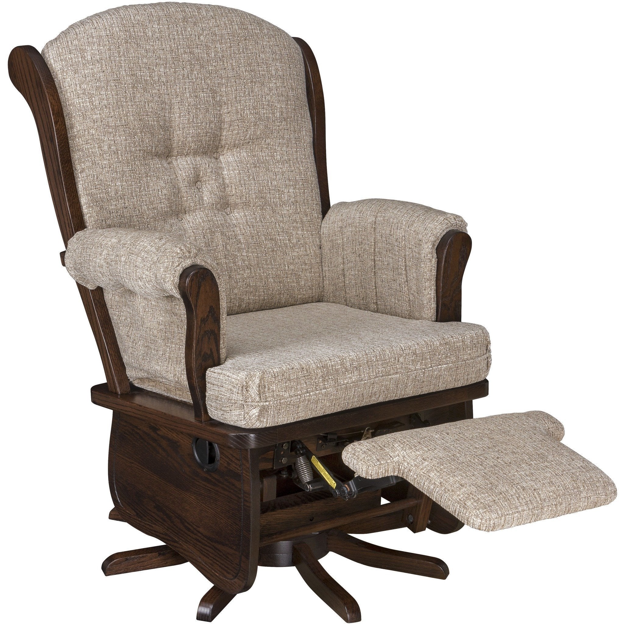 QW Amish Swanback Swivel Glider with Flip out Footrest Quality Woods Furniture