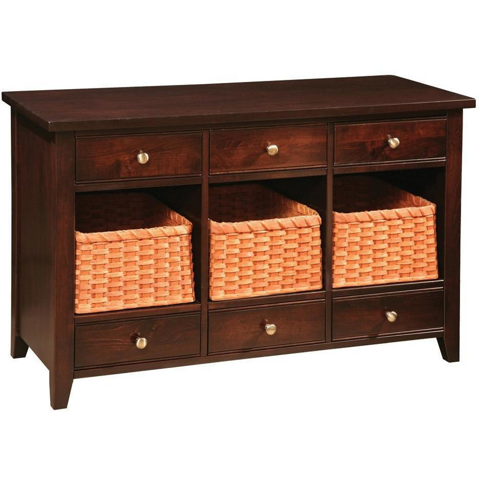QW Amish The Crawford Hall Table 6 Drawer with Baskets