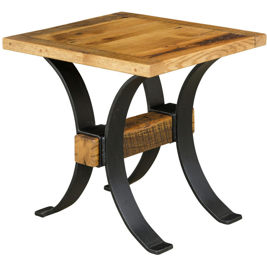 QW Amish Timber Frame Reclaimed Barnwood End Table