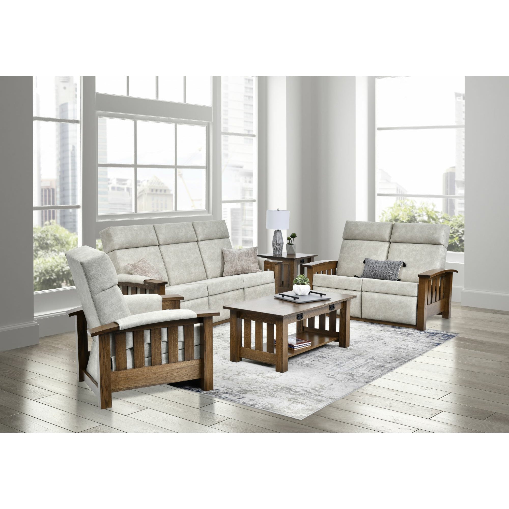 QW Amish Timber Mission Reclining Loveseat - Thumbnail 2