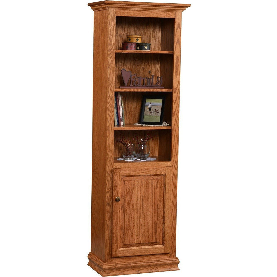 QW Amish Traditional Bookcase with Door - 24x72 ALWO-TR-2472-D