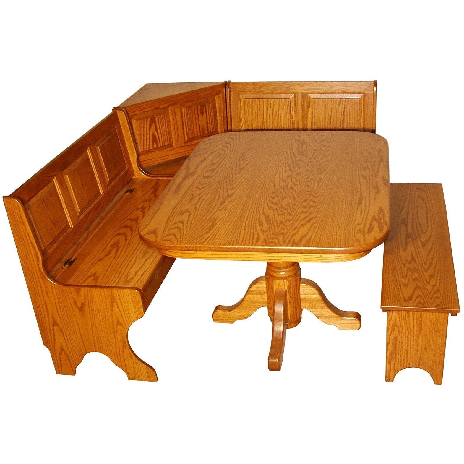 QW Amish Traditional Pedestal Nook Set Quality Woods Furniture