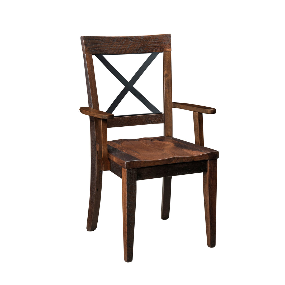 QW Amish Bordon Reclaimed Barnwood Wellington Arm Chair