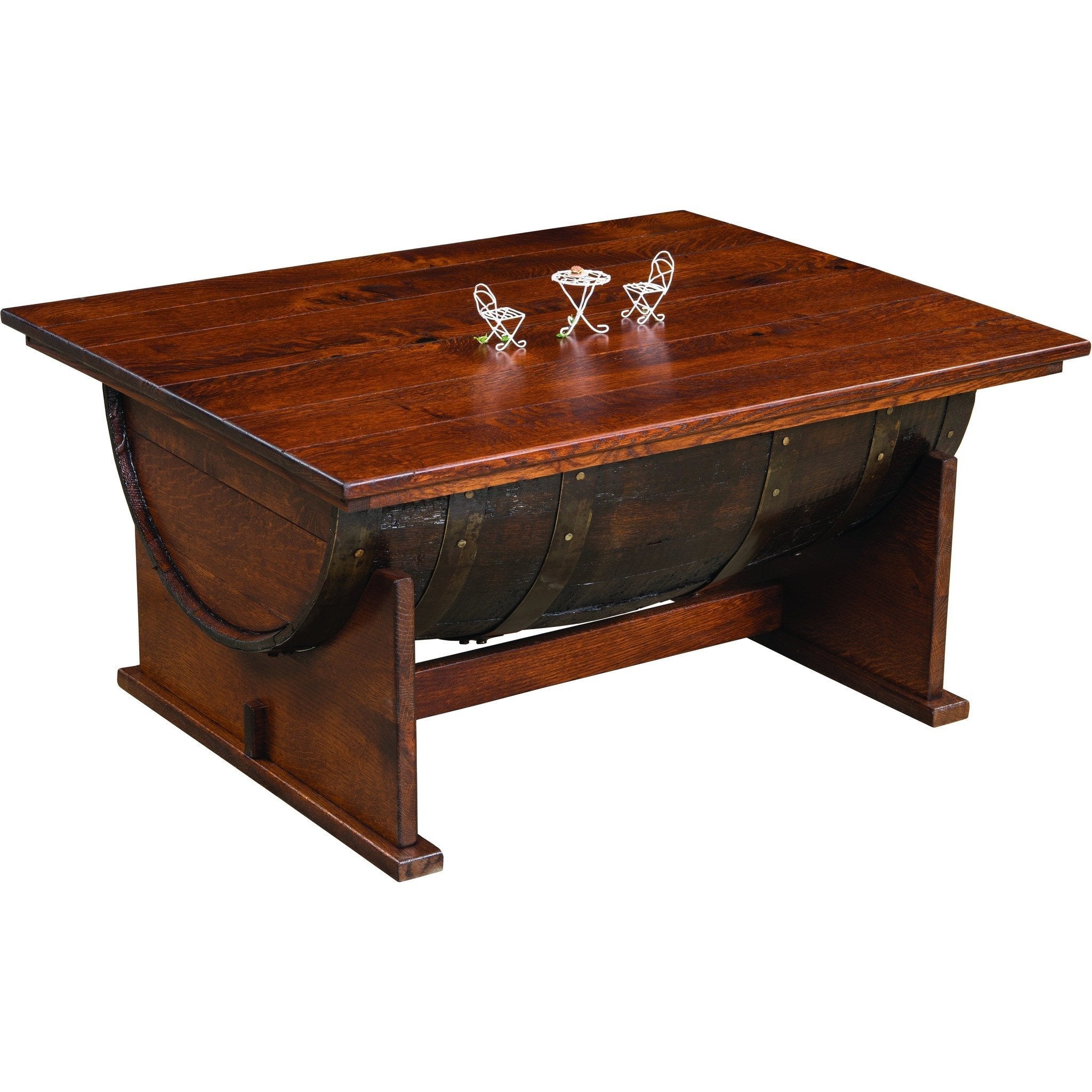 QW Amish Whiskey Barrel Lift Top Coffee Table