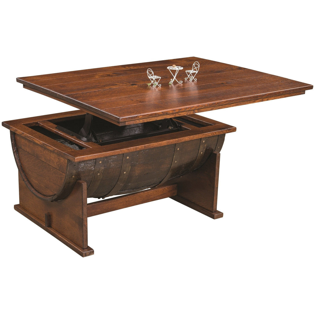 QW Amish Whiskey Barrel Lift Top Coffee Table MPSE-126