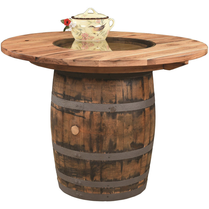 QW Amish Whiskey Barrel Table Set - Burnt Hickory MPSE-154BT,MPSE-112